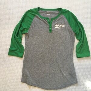 Nike Athletic Dept Heather Grey Green Baseball Tee Shirt Womens Size Medium